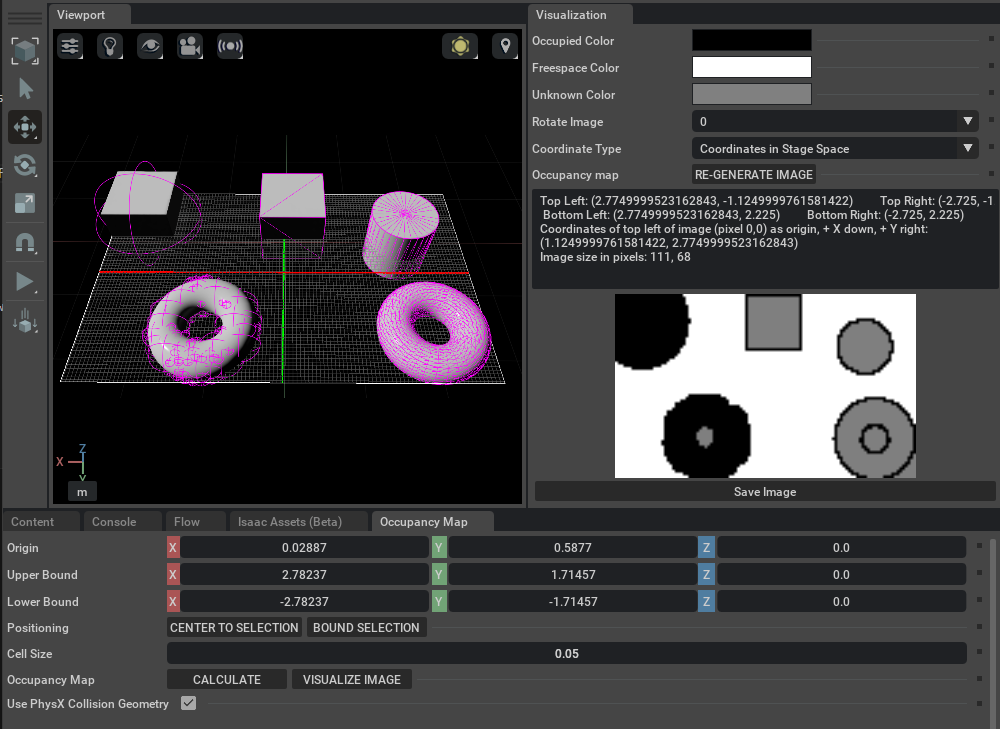 Sample Occupancy Map generated with PhysX lidar