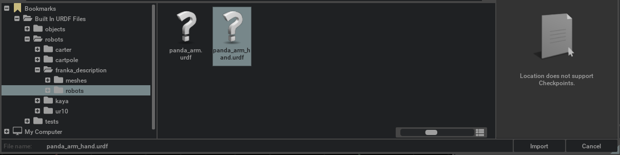 Select URDF to Import 2