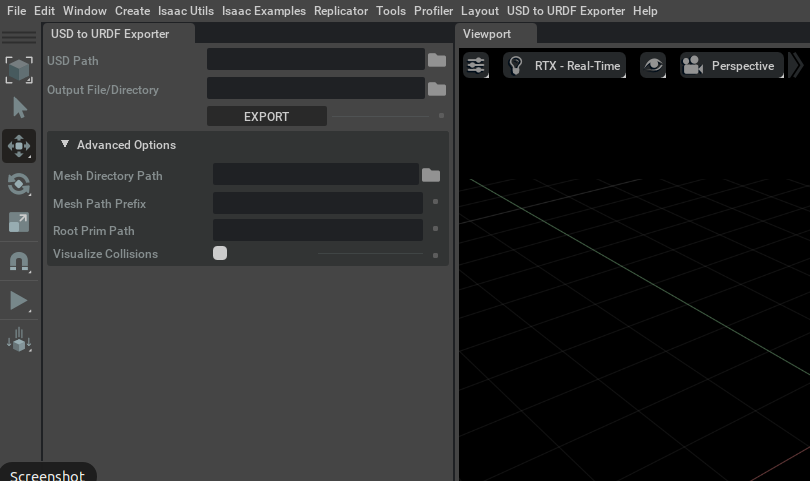 The USD to URDF Exporter UI