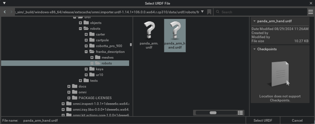 Select URDF to Import 2