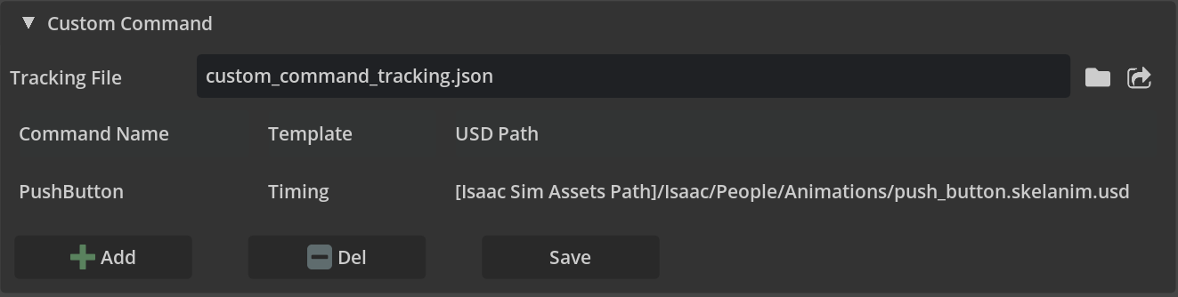 push button is added as a custom command