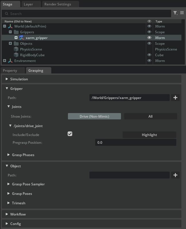 Grasping UI: Gripper joints configuration