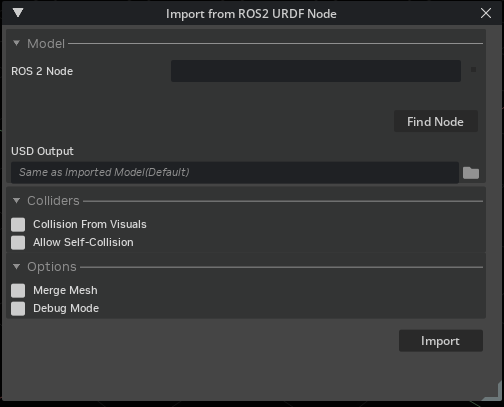 Interface when Importing from a ROS 2 Node