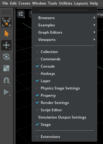 Extensions Menu