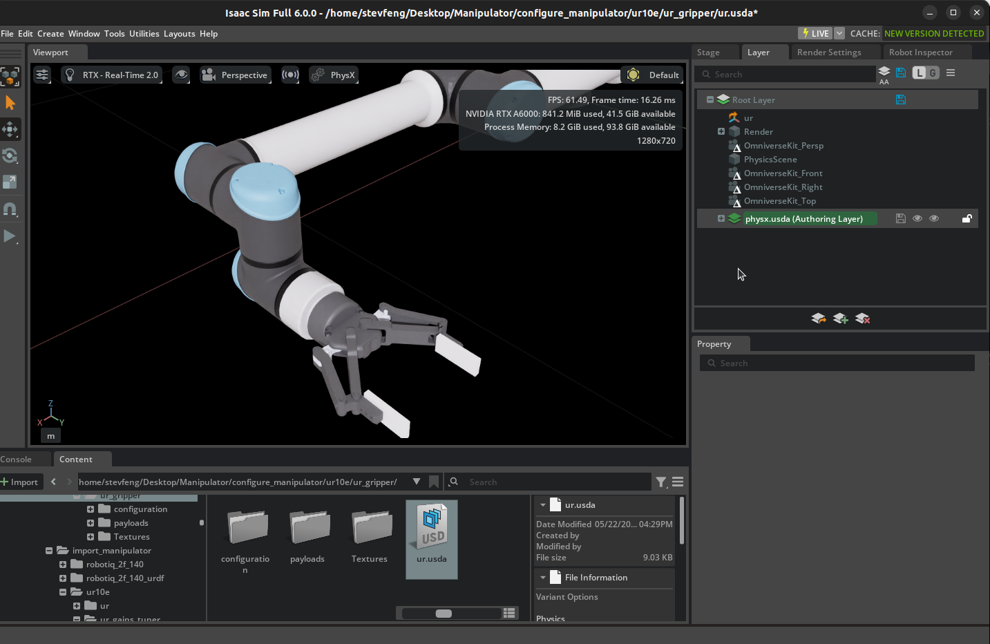 Set Authoring Layer context menu for physx.usda layer.