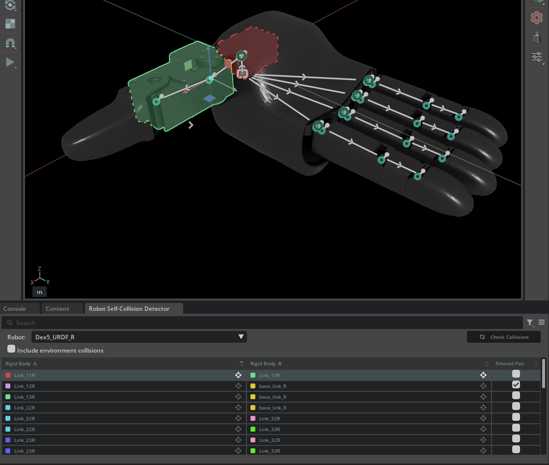 Viewport highlighting of a selected collision pair