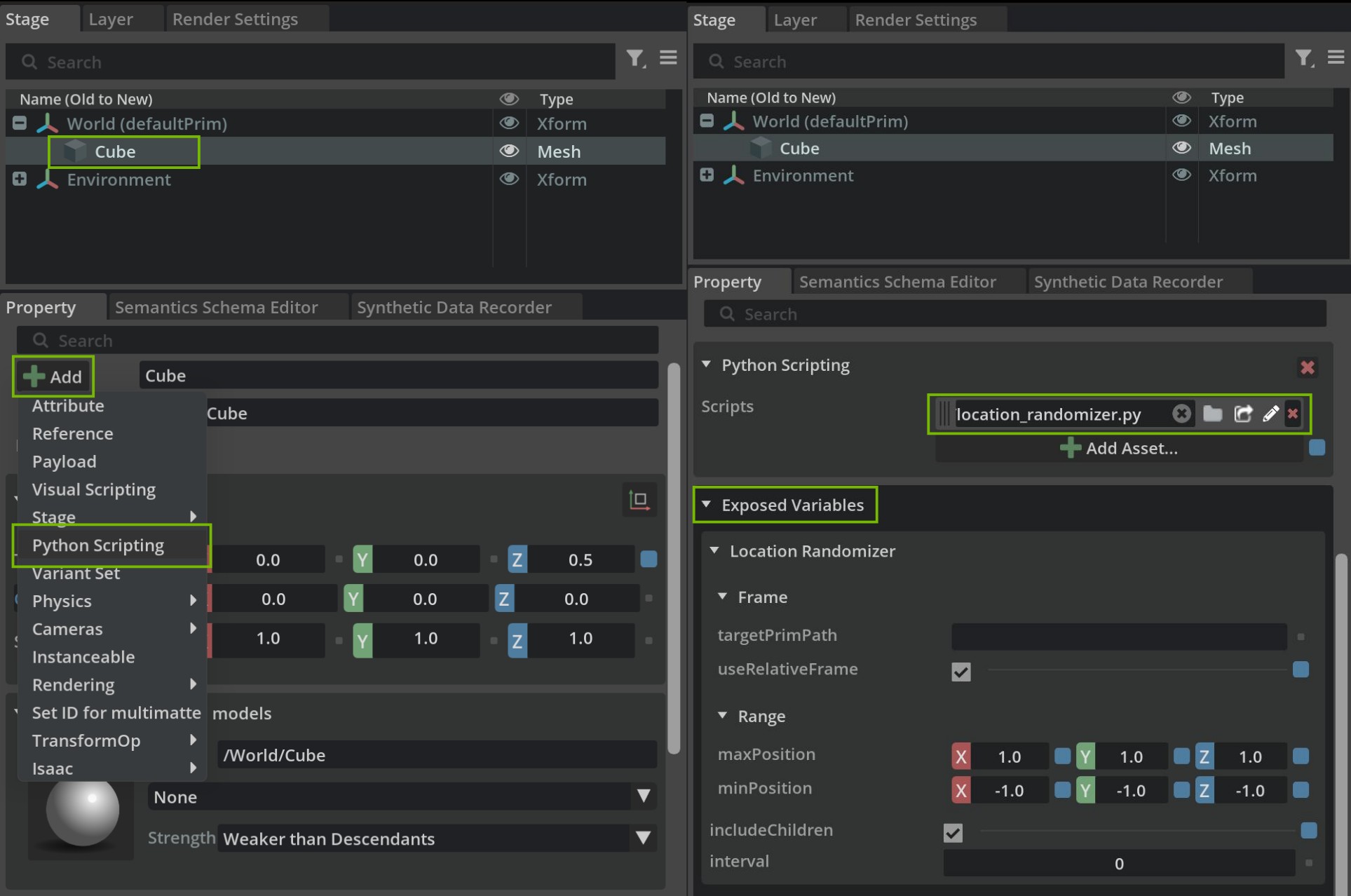 Behavior Scripts with Exposed Variables